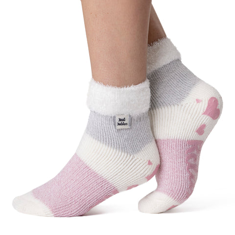 Ladies Original Lounge Socks with Comfy Feather Top - Auriga Ivory & Rose