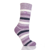 Ladies Original Ambleside Twist Stripe Socks - Mulberry & Cream