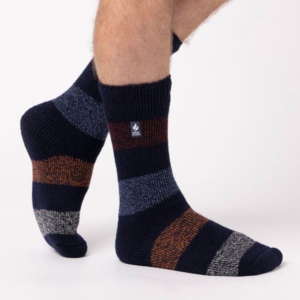 Mens Original Barrow Wide Stripe Socks - Navy