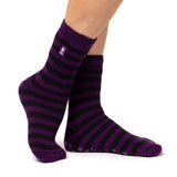 Ladies Original Purple Stripe Slipper Socks