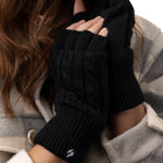 Ladies Ayla Cable Fingerless Gloves - Black