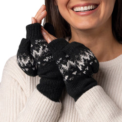 Ladies Heather Converter Mittens - Black