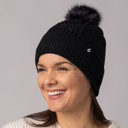 Ladies Kiruna Pom Pom Hat - Black