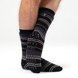 Mens IOMI Dual Layer Raynaud's Slipper Socks - Black Stripe
