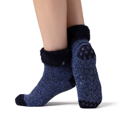 Ladies Original Lindsay Lounge Socks with Turnover Top - Blue