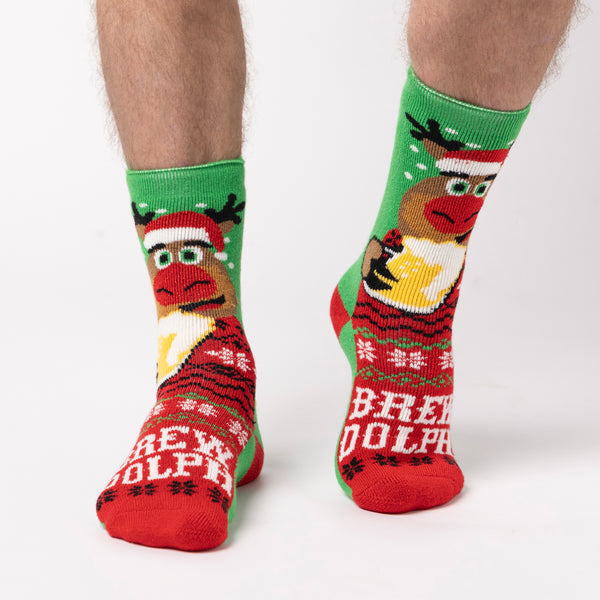 Mens Lite Christmas Socks - Brew Dolph