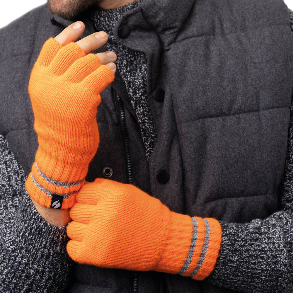 Mens Workforce Fingerless Gloves - Orange