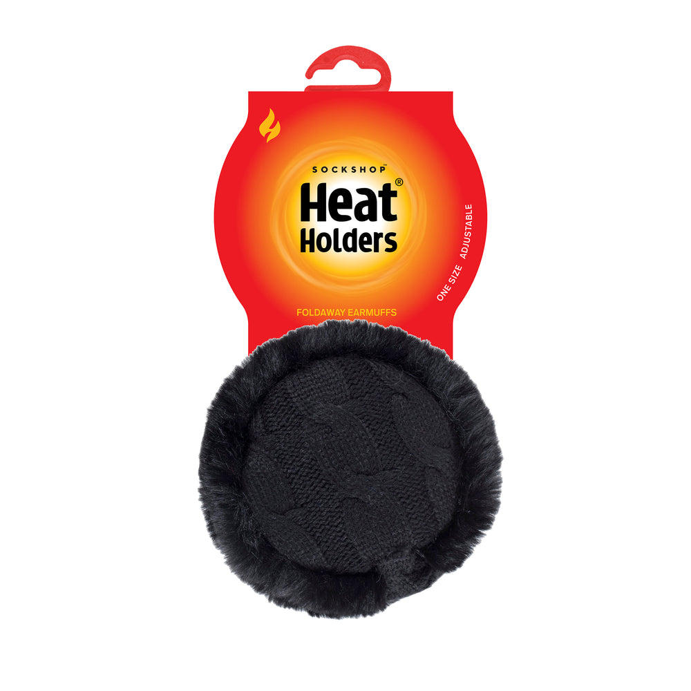 Ladies Adjustable Folding Earmuffs - Black