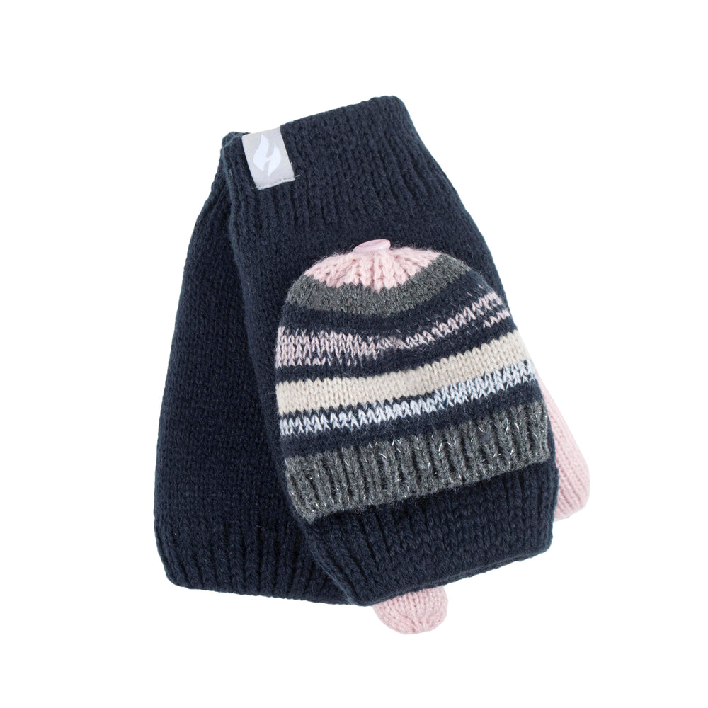 Ladies Bronte Converter Mittens - Dusky Blue & Dusky Pink