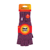 Ladies Carly Plain Fingerless Gloves - Purple Twist