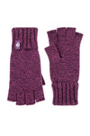 Ladies Plain Fingerless Gloves - Purple Twist