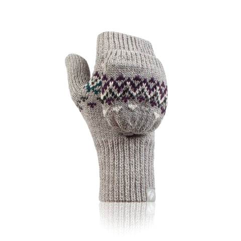 Ladies Heather Converter Mittens - Light Grey