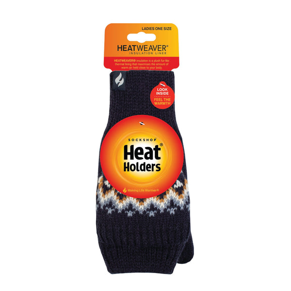 Ladies Heather Converter Mittens - Navy