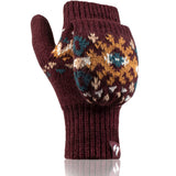 Ladies Heather Converter Mittens - Wine