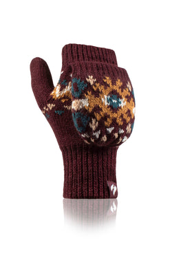 Ladies Heather Converter Mittens - Wine