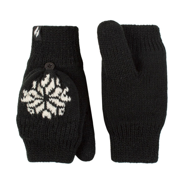Ladies Snowflake Converter Mittens - Black