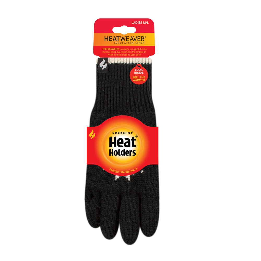 Ladies Snowflake Thermal Gloves - Black