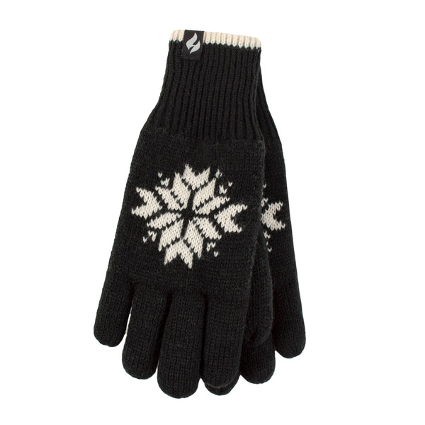 Ladies Snowflake Thermal Gloves - Black