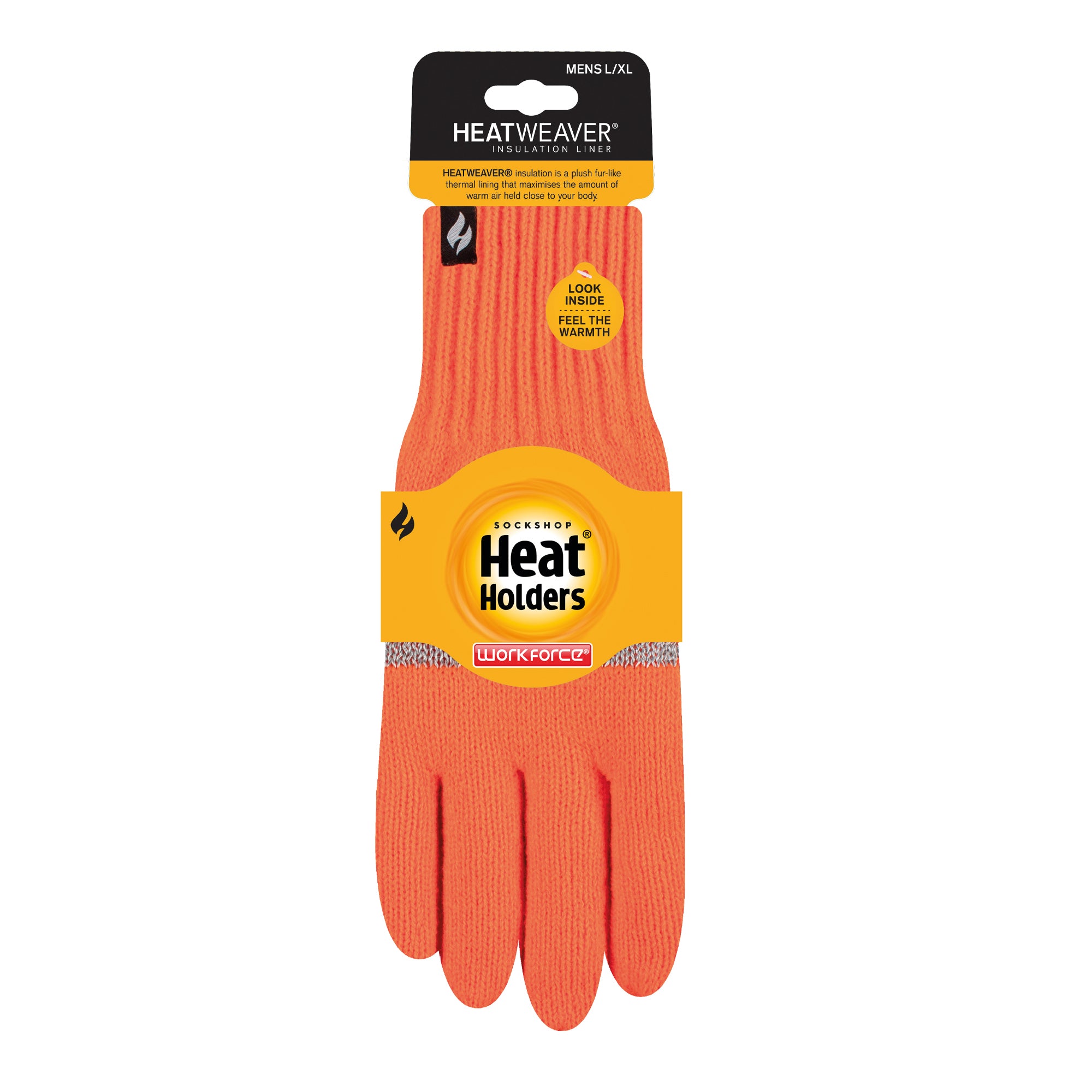 Mens Workforce Thermal Gloves Orange Heat Holders