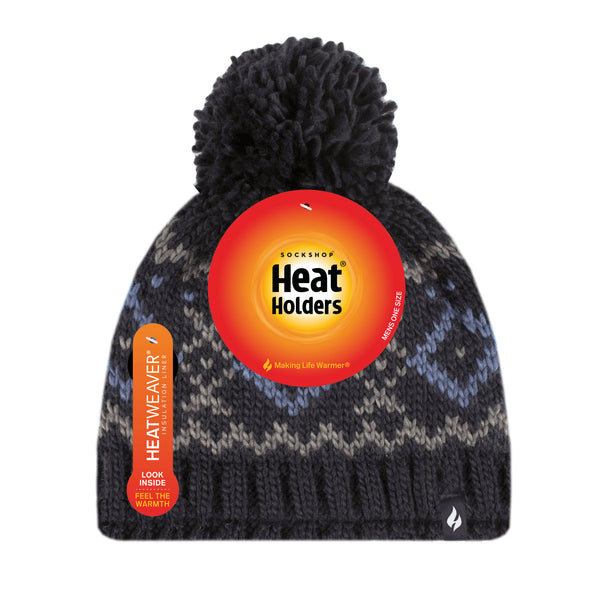 Mens Helsinki Bobble Hat - Black & Blue