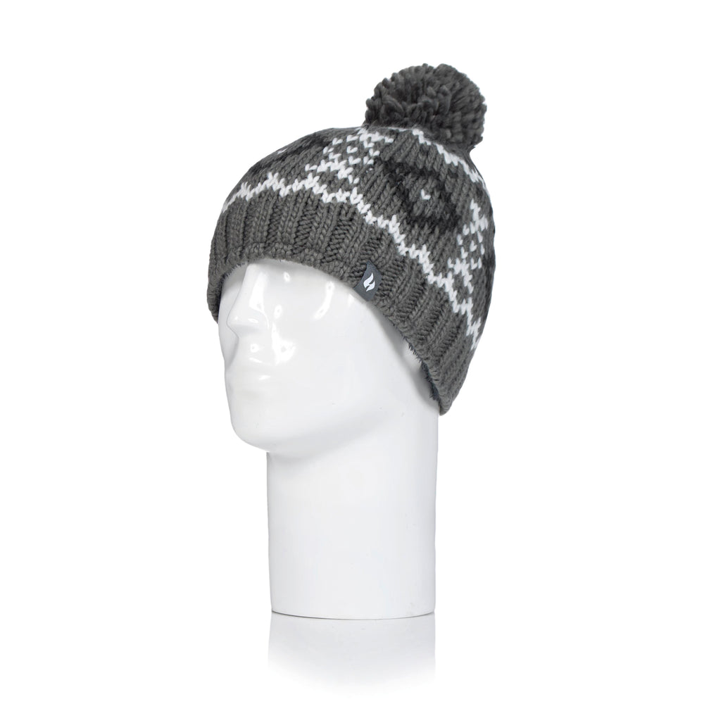 Mens Helsinki Bobble Hat - Light Grey