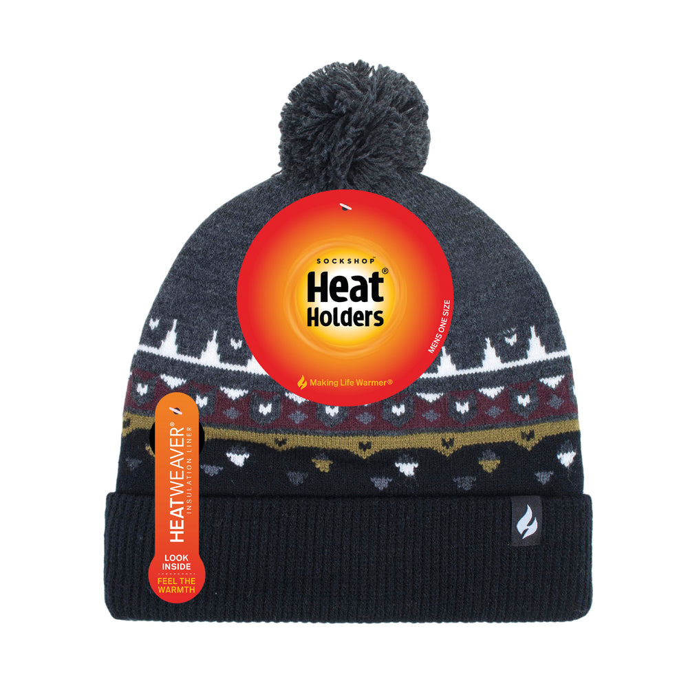 Mens Ribble Bobble Hat - Black