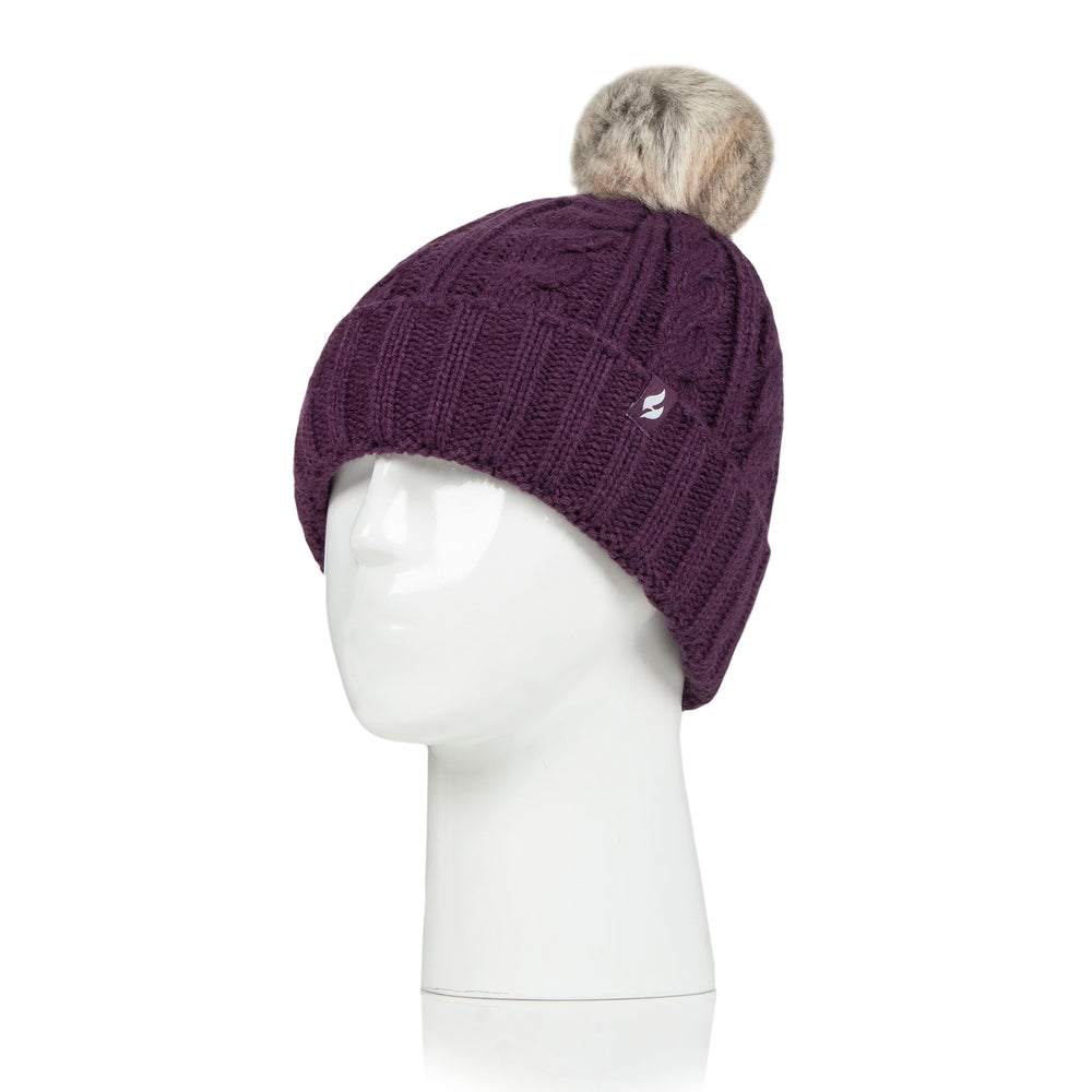 Ladies Maine Original Pom Pom Hat - Purple