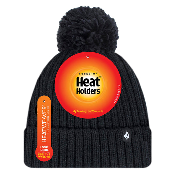 Ladies Arden Pom Pom Hat - Black