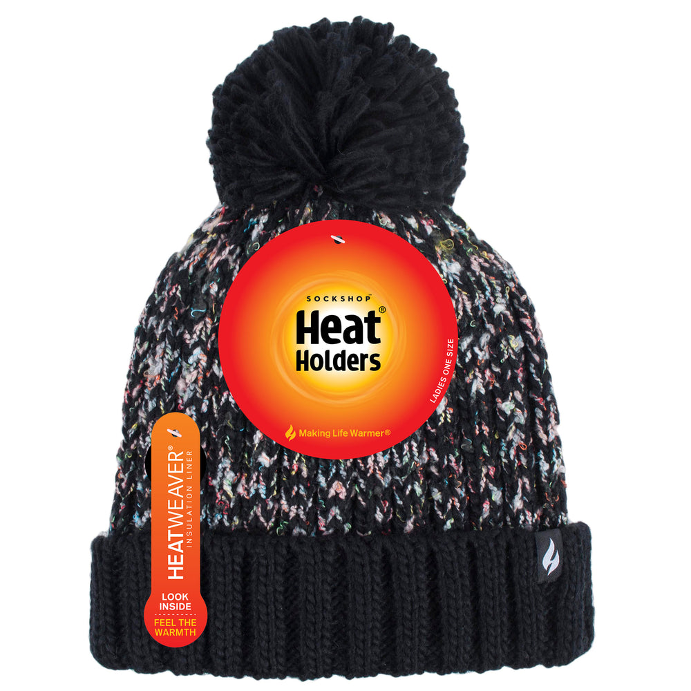 Ladies Eidda Pom Pom Hat - Black