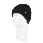 Mens Lawson Turn Over Cuff Ribbed Hat - Black
