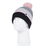 Ladies Alps Stripe Hat - Grey & Pink