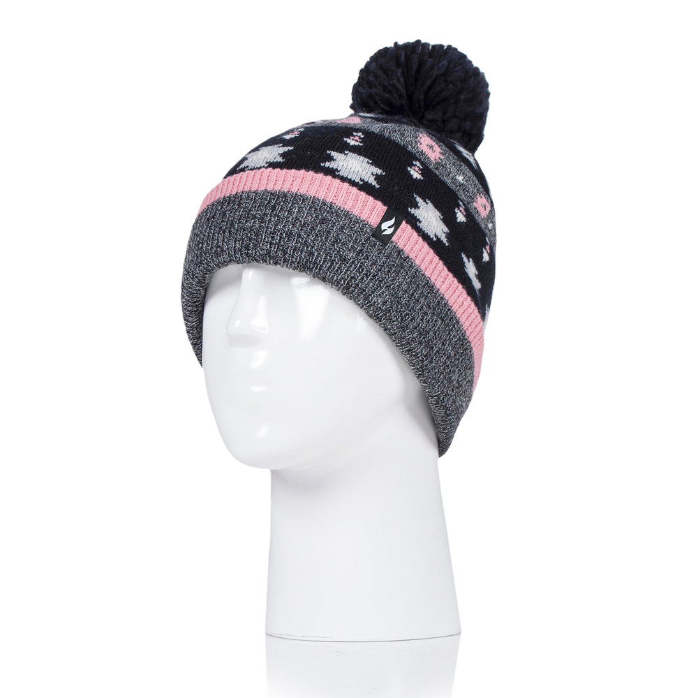 Ladies Rockies Bobble Hat - Black & Grey