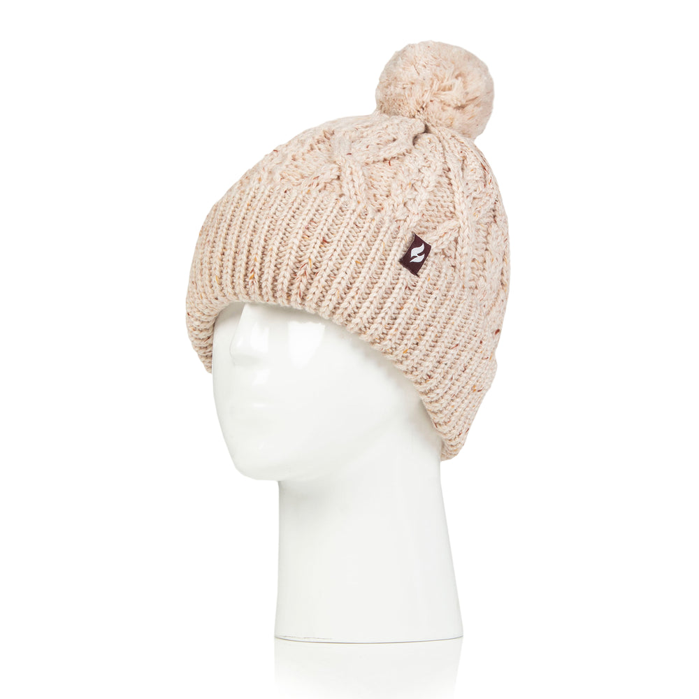 Ladies Salzburg Nepp Yarn Pom Pom Hat - Natural