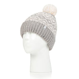 Ladies Billingen Jacquard Pom Pom Hat - Light Grey