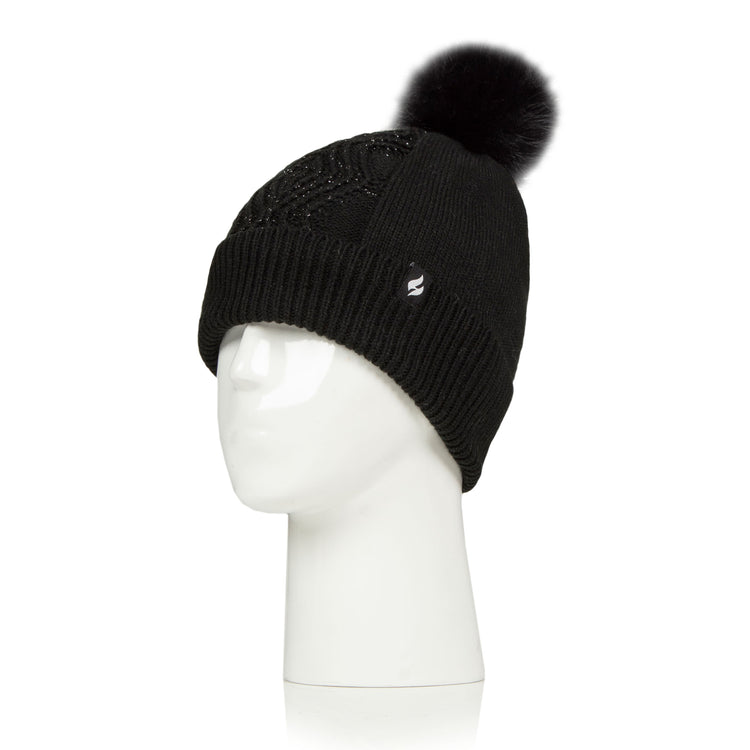 Ladies Kiruna Pom Pom Hat - Black