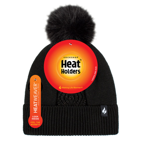 Ladies Kiruna Pom Pom Hat - Black