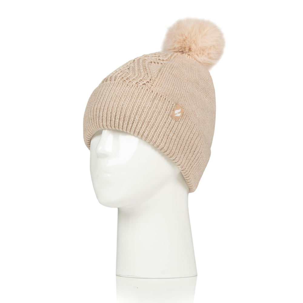 Ladies Kiruna Pom Pom Hat - Oat Melange