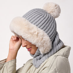 Ladies Nikita Faux Fur Snood - Light Grey