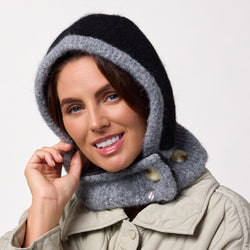 Ladies Fern Button Up Snood - Black