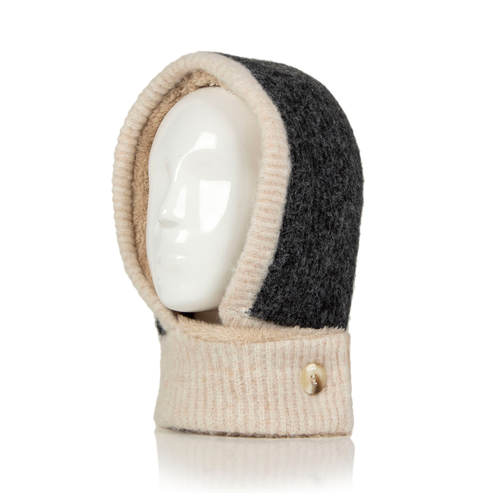 Ladies Fern Button Up Snood - Charcoal