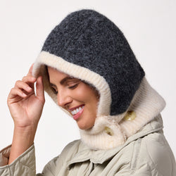 Ladies Fern Button Up Snood - Charcoal