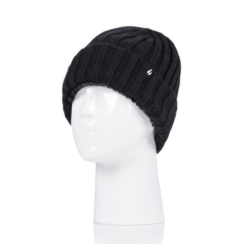 Kids Open Road Ribbed Turn Over Hat - Black