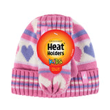 Kids Turn Over Hat & Mittens - Pink & Purple Hearts