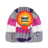 Kids Turn Over Hat & Mittens - Pink & Purple Stripe