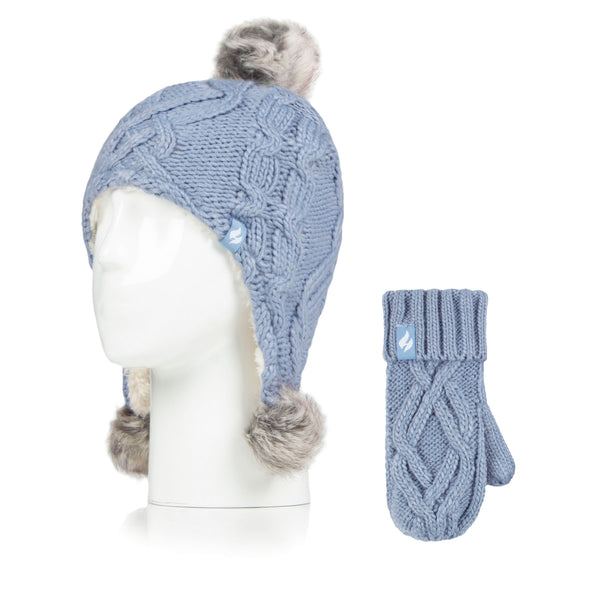 Kids Majestic Explorer Hat & Mittens - Dusky Blue