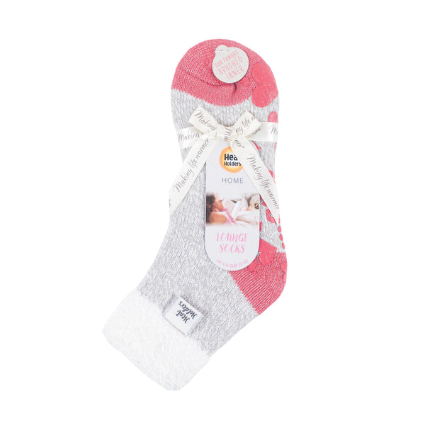 Ladies Original Lounge Socks with Comfy Feather Top - Light Grey