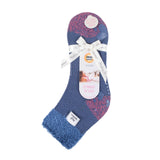 Ladies Original Lounge Socks with Comfy Feather Top - Muted Blue & Pink