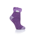 Ladies Original Lounge Socks with Turnover Feather Top - Purple