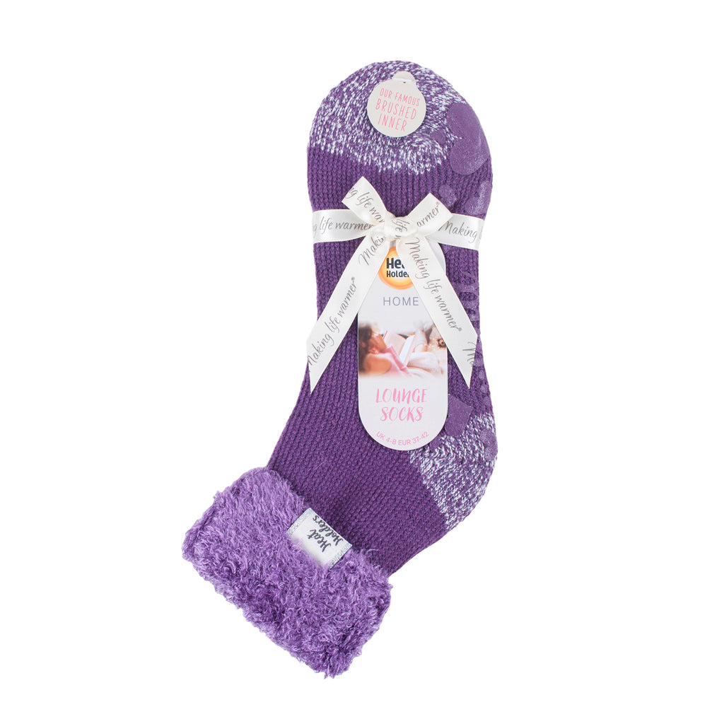 Ladies Original Lounge Socks with Turnover Feather Top - Purple – Heat  Holders