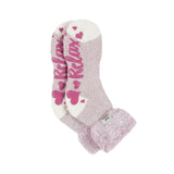 Ladies Original Lounge Socks with Turnover Feather Top - Mauve & Cream